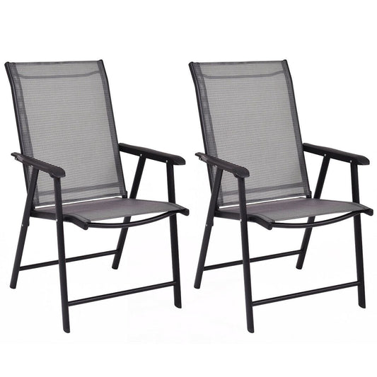 Set of 2 Outdoor Patio Folding Chairs, Gray - Gallery Canada