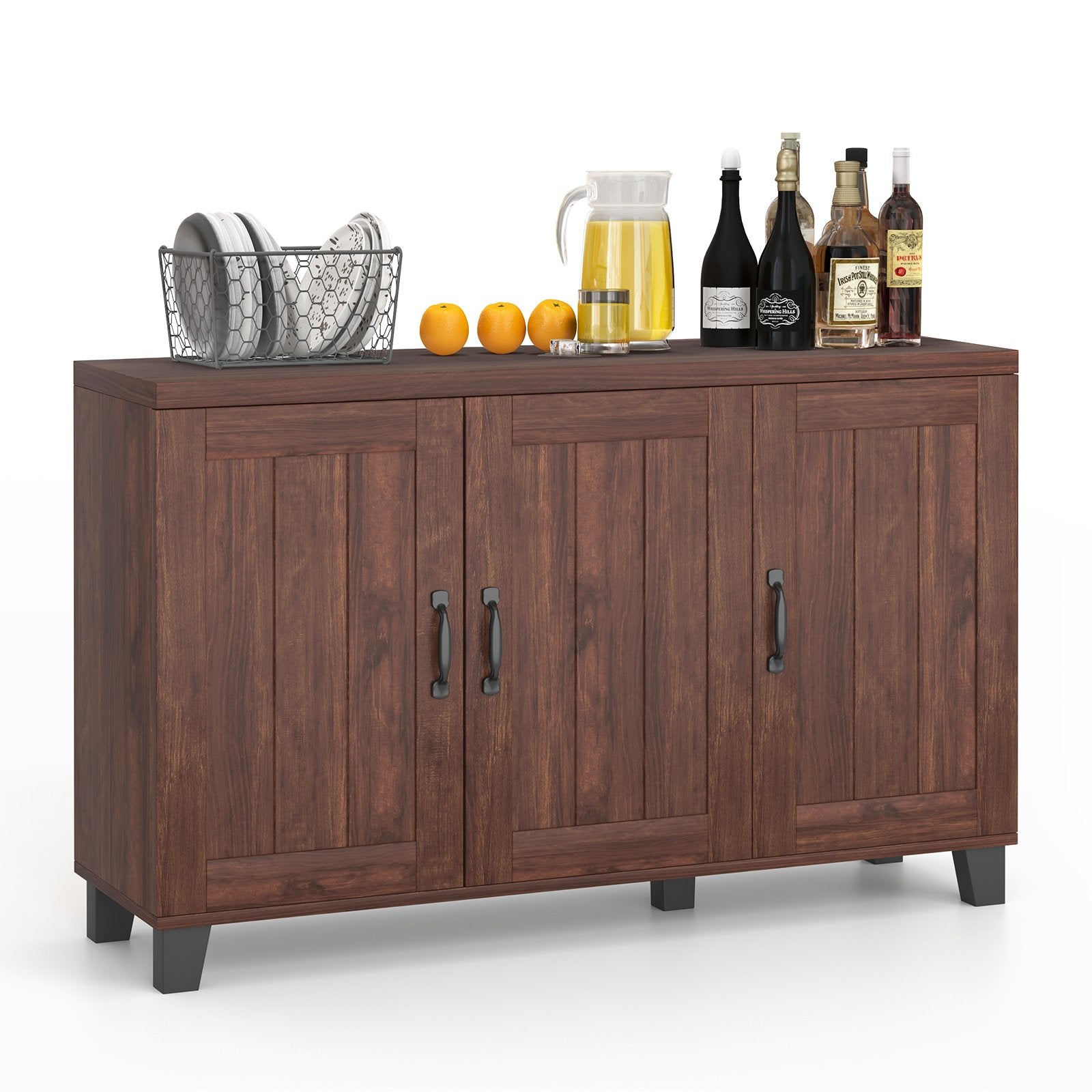 3-Door Buffet Sideboard with Adjustable Shelves and Anti-Tipping Kits, Brown Sideboards Cabinets & Buffets   at Gallery Canada