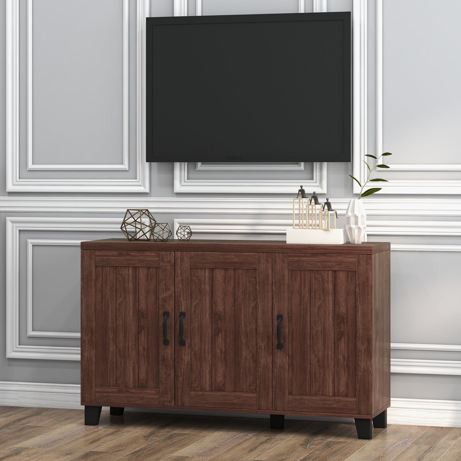 3-Door Buffet Sideboard with Adjustable Shelves and Anti-Tipping Kits, Brown Sideboards Cabinets & Buffets   at Gallery Canada