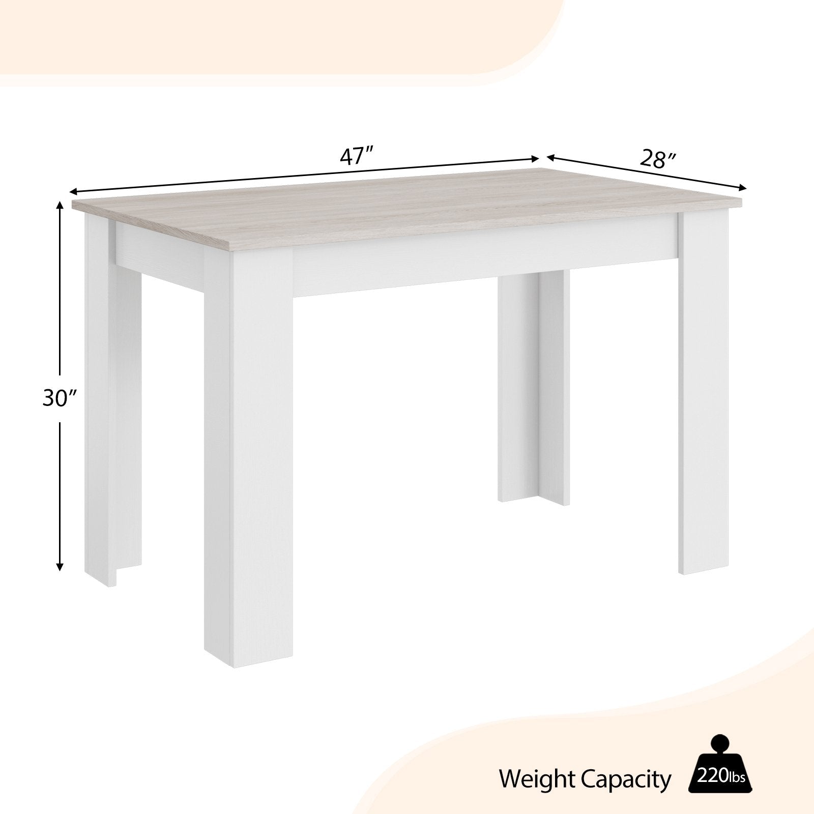 47 Inches Dining Table for Kitchen and Dining Room, Light Gray Dining Tables   at Gallery Canada