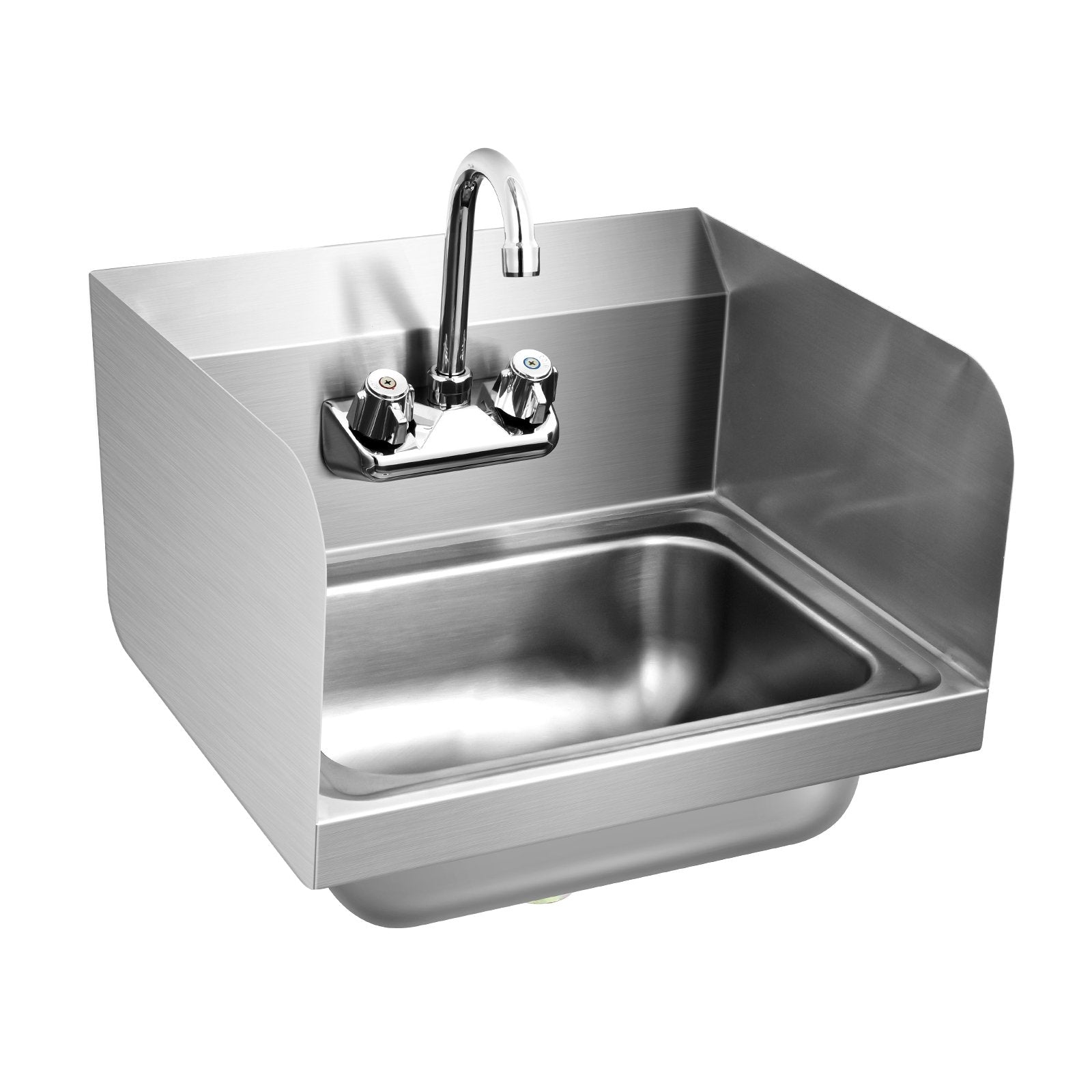 Stainless Steel Sink Wall Mount Hand Washing Sink with Faucet and Side Splash, Silver Bathroom Sinks   at Gallery Canada