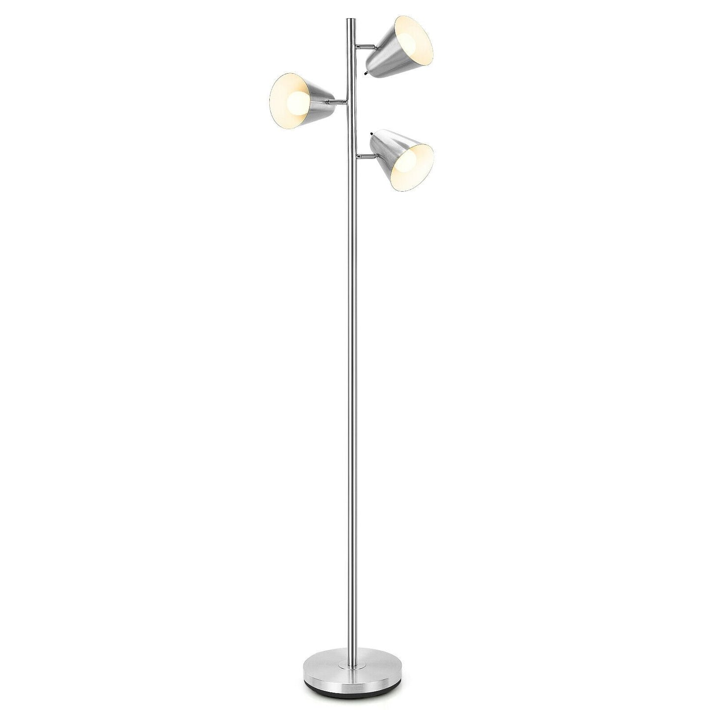 64 Inch 3-Light LED Floor Lamp Reading Light for Living Room Bedroom, Silver Table & Floor Lamps   at Gallery Canada