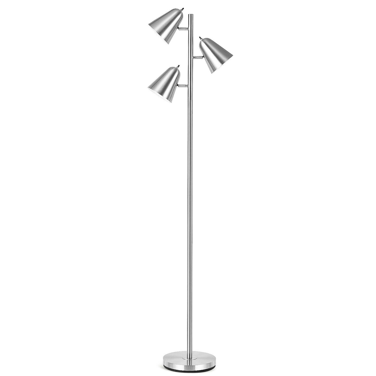 64 Inch 3-Light LED Floor Lamp Reading Light for Living Room Bedroom, Silver Table & Floor Lamps   at Gallery Canada