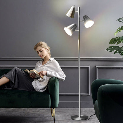 64 Inch 3-Light LED Floor Lamp Reading Light for Living Room Bedroom, Silver Table & Floor Lamps   at Gallery Canada