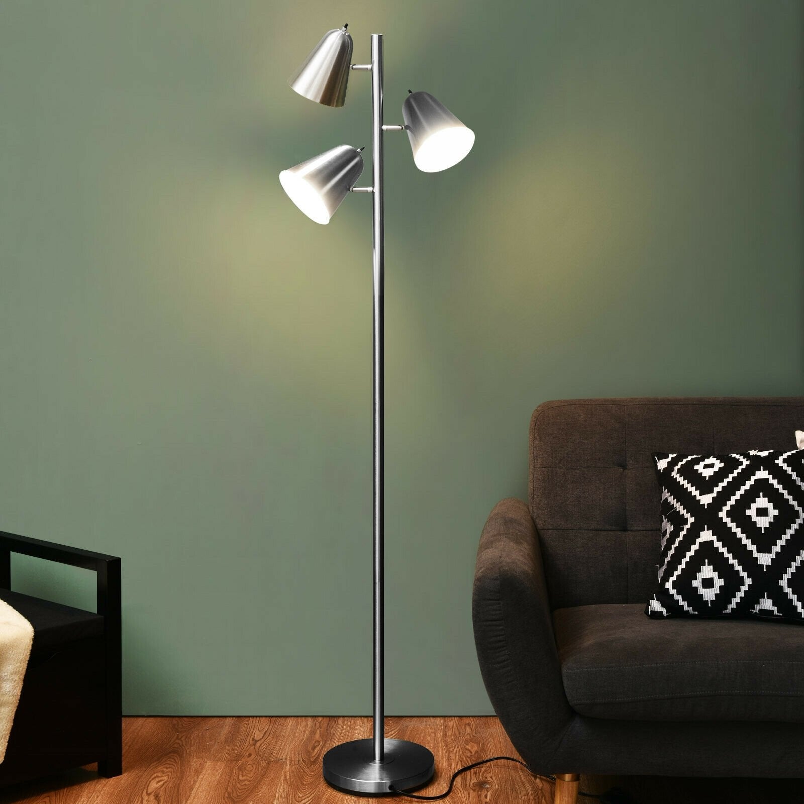 64 Inch 3-Light LED Floor Lamp Reading Light for Living Room Bedroom, Silver Table & Floor Lamps   at Gallery Canada