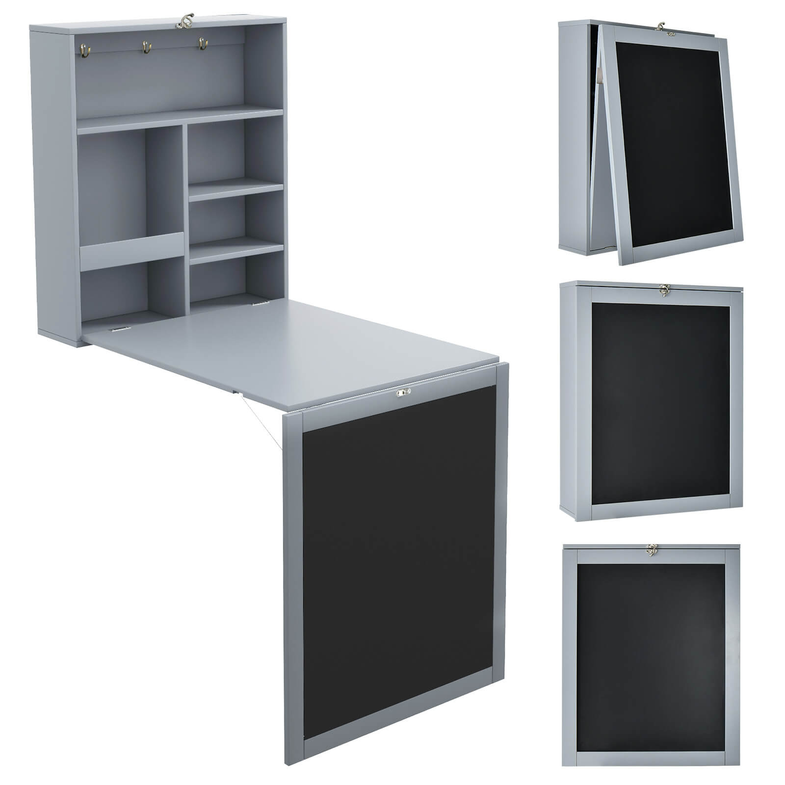 Convertible Wall Mounted Table with A Chalkboard, Gray Laptop Tables & Printer Stands at Gallery Canada