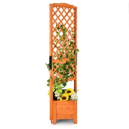 71" Raised Garden Bed with Trellis and Planter Box, Orange - Gallery Canada