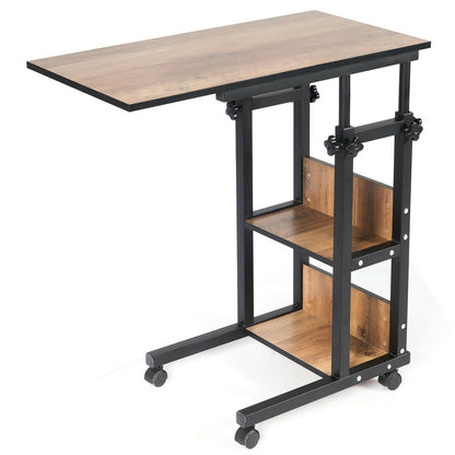 C-Shape Mobile Snack End Table with Storage Shelves, Walnut End & Side Tables   at Gallery Canada