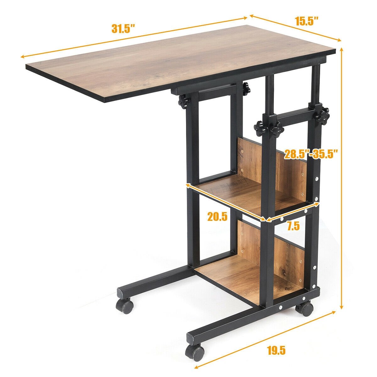 C-Shape Mobile Snack End Table with Storage Shelves, Walnut End & Side Tables   at Gallery Canada