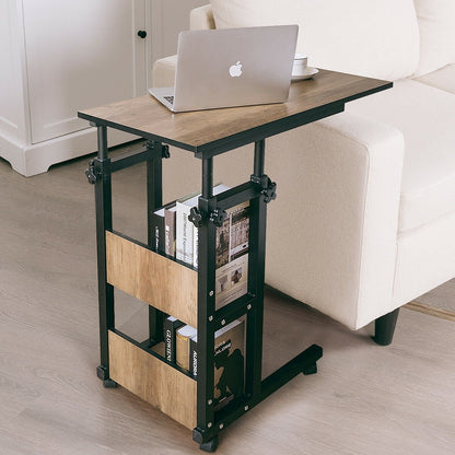 C-Shape Mobile Snack End Table with Storage Shelves, Walnut End & Side Tables   at Gallery Canada