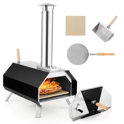 Outdoor Pizza Oven with Pizza Stone and Foldable Legs for Camping, Black Outdoor Grills   at Gallery Canada