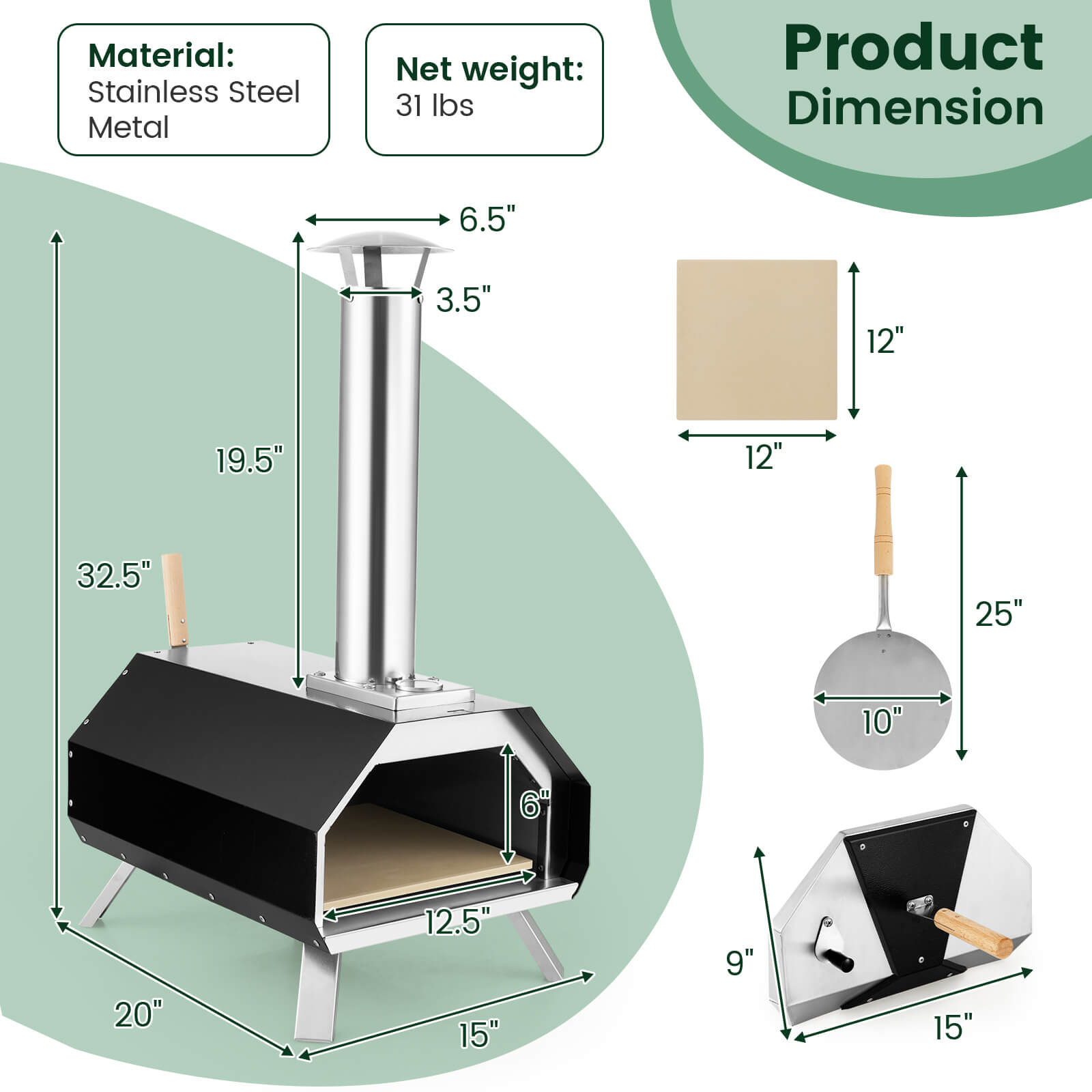 Outdoor Pizza Oven with Pizza Stone and Foldable Legs for Camping, Black Outdoor Grills   at Gallery Canada