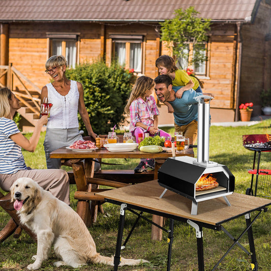 Outdoor Pizza Oven with Pizza Stone and Foldable Legs for Camping, Black Outdoor Grills Black  at Gallery Canada