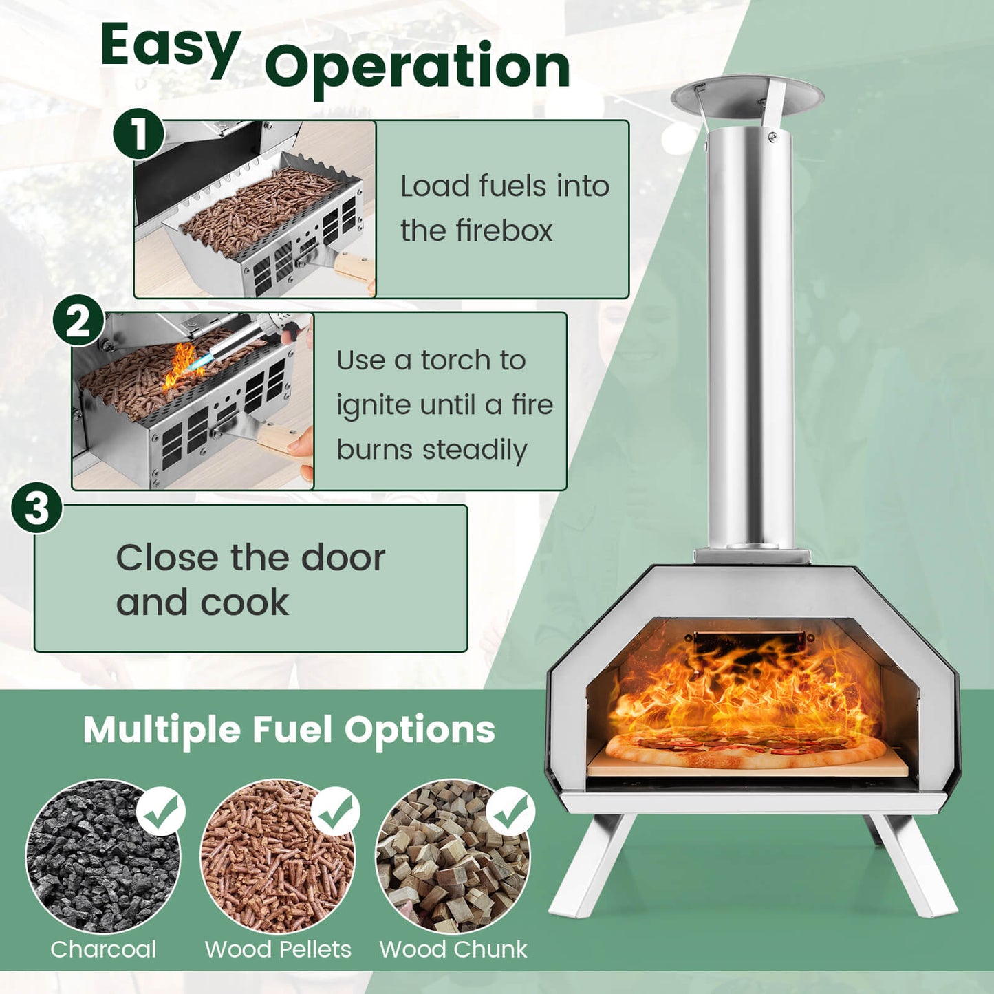 Outdoor Pizza Oven with Pizza Stone and Foldable Legs for Camping, Black Outdoor Grills   at Gallery Canada