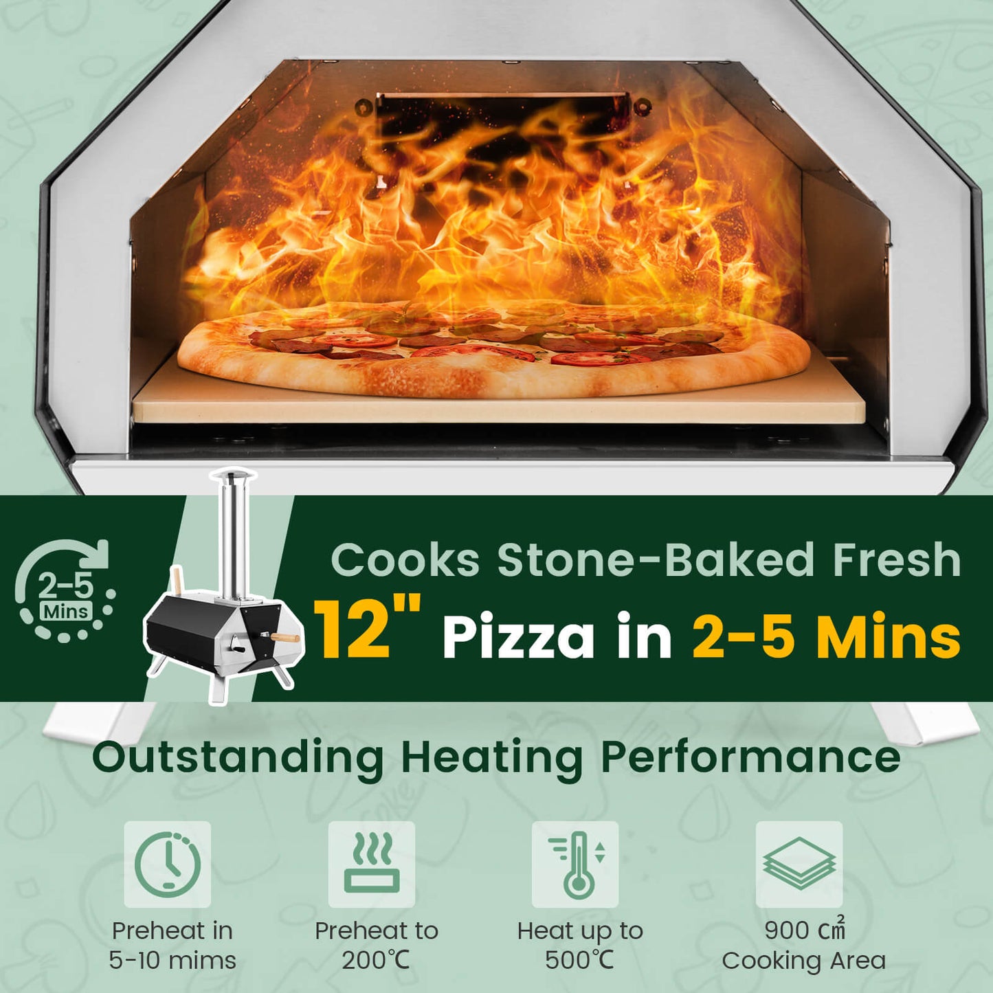 Outdoor Pizza Oven with Pizza Stone and Foldable Legs for Camping, Black Outdoor Grills   at Gallery Canada