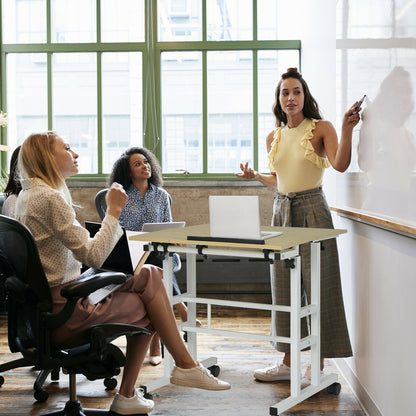 Mobile Standing up Desk Adjustable Computer Desk Tilting Workstation, Natural - Gallery Canada