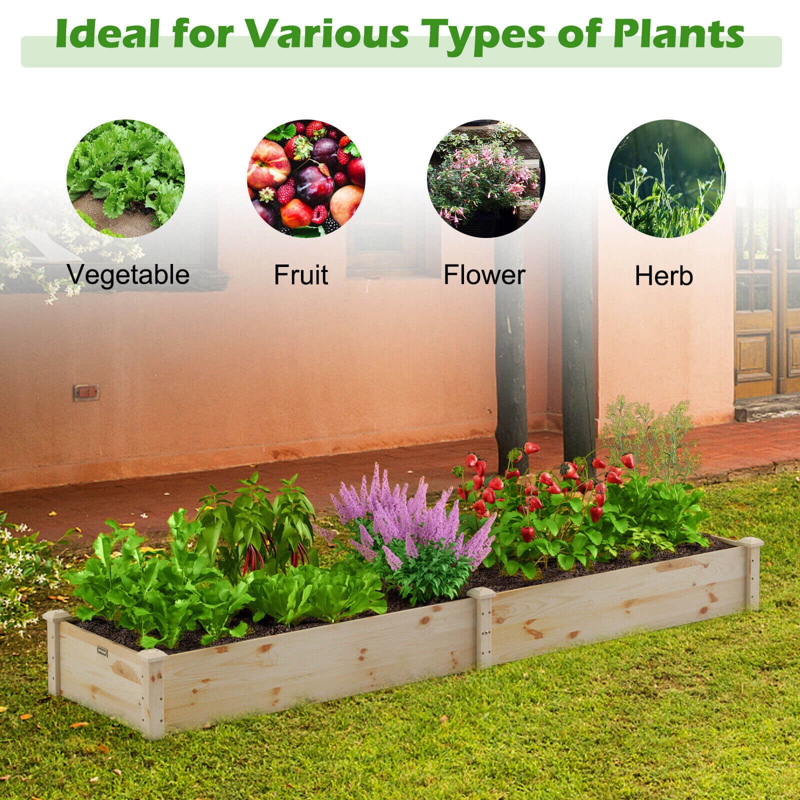 Wooden Raised Garden Bed Outdoor for Vegetables Flowers Fruit, Natural Raised Garden Beds   at Gallery Canada