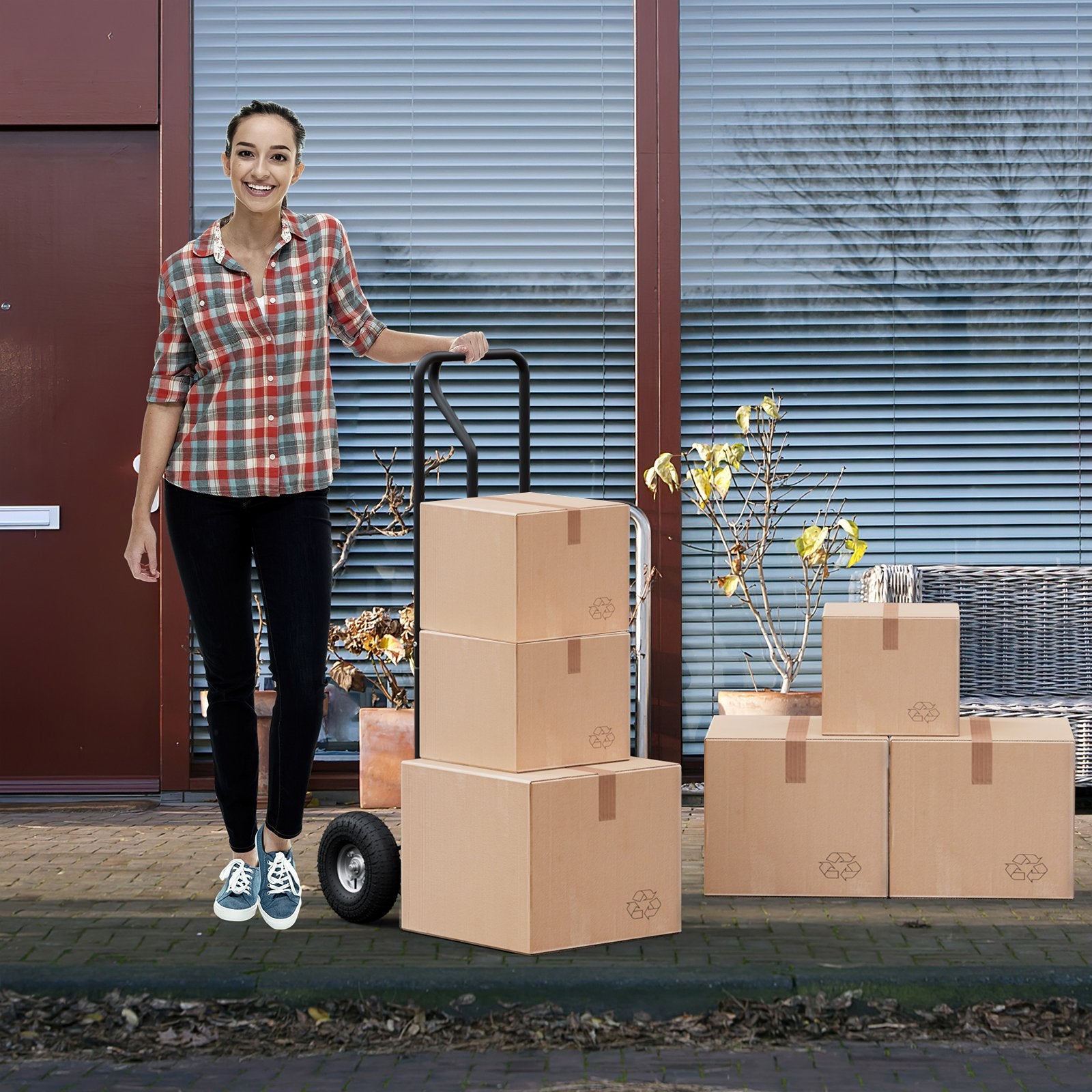 P-Handle Hand Truck with Foldable Load Plate for Warehouse Garage, Black Garages   at Gallery Canada