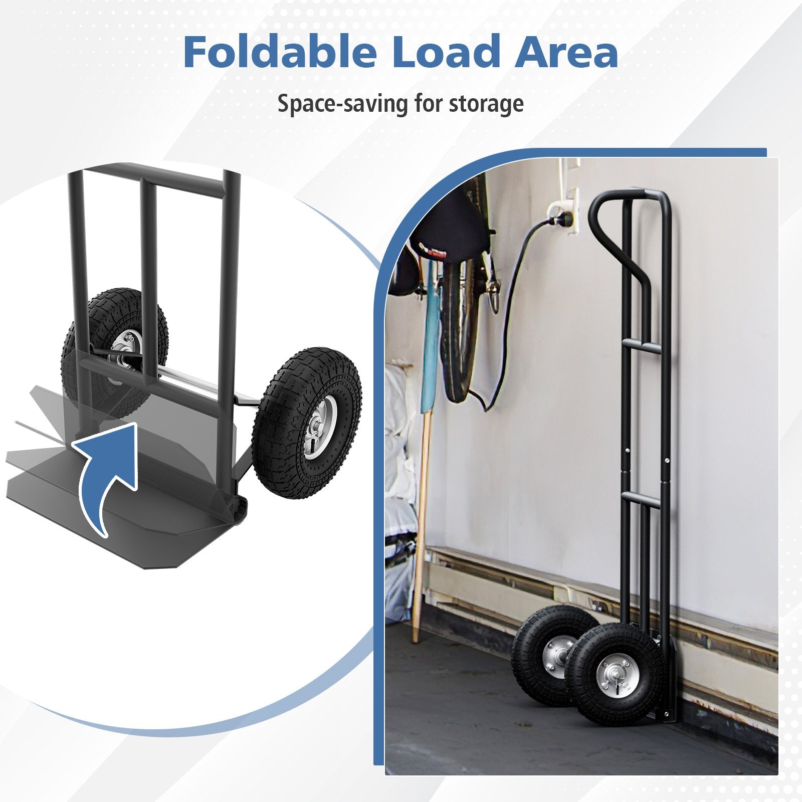 P-Handle Hand Truck with Foldable Load Plate for Warehouse Garage, Black Garages   at Gallery Canada