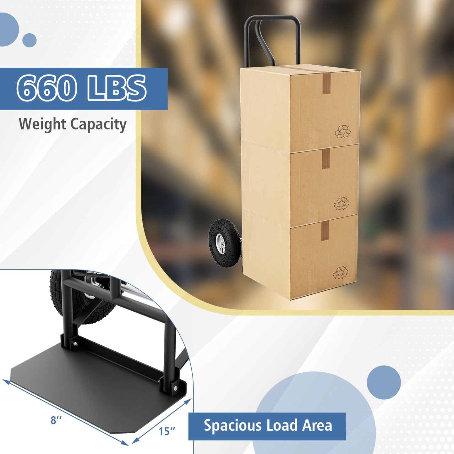 P-Handle Hand Truck with Foldable Load Plate for Warehouse Garage, Black Garages   at Gallery Canada