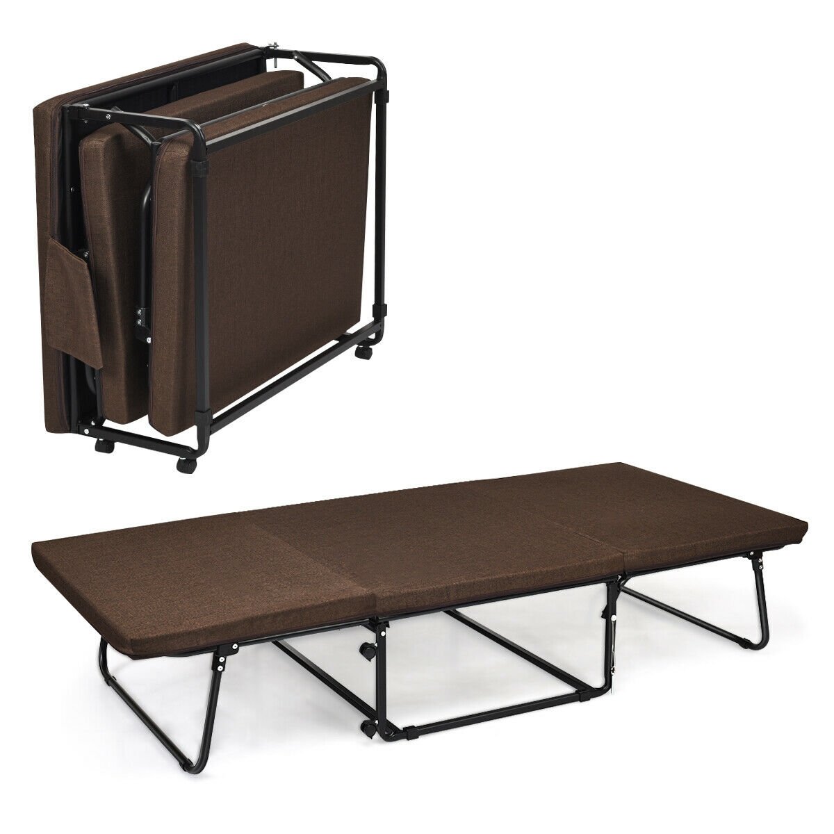 Folding Guest Sleeper Bed w/6 Position Adjustment, Brown - Gallery Canada