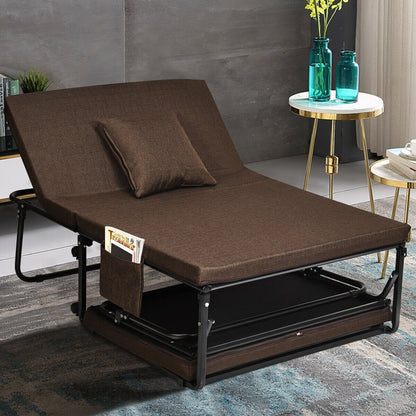 Folding Guest Sleeper Bed w/6 Position Adjustment, Brown Folding Beds   at Gallery Canada