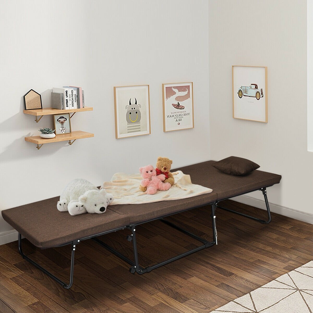 Folding Guest Sleeper Bed w/6 Position Adjustment, Brown Folding Beds   at Gallery Canada