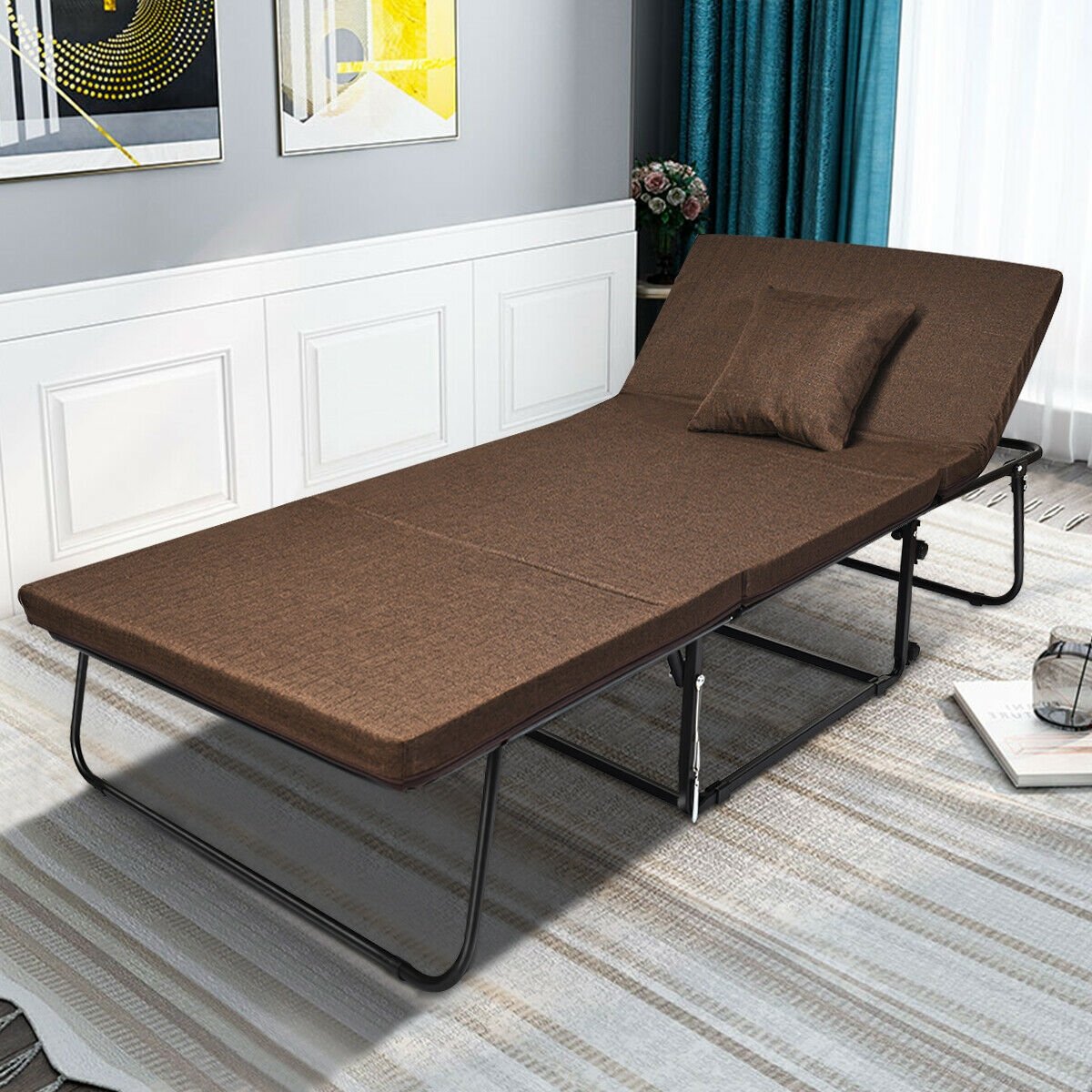 Folding Guest Sleeper Bed w/6 Position Adjustment, Brown Folding Beds   at Gallery Canada