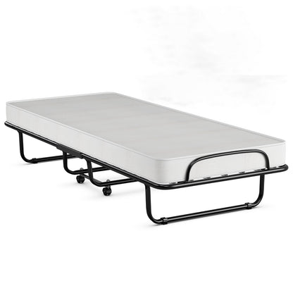 Rollaway Folding Bed with Memory Foam Mattress and Sturdy Metal Frame Made in Italy, Black Folding Beds   at Gallery Canada