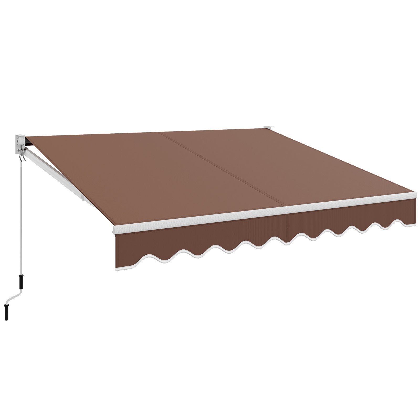 8 x 6.6 Feet Patio Retractable Awning withManual Crank Handle, Brown Canopies   at Gallery Canada