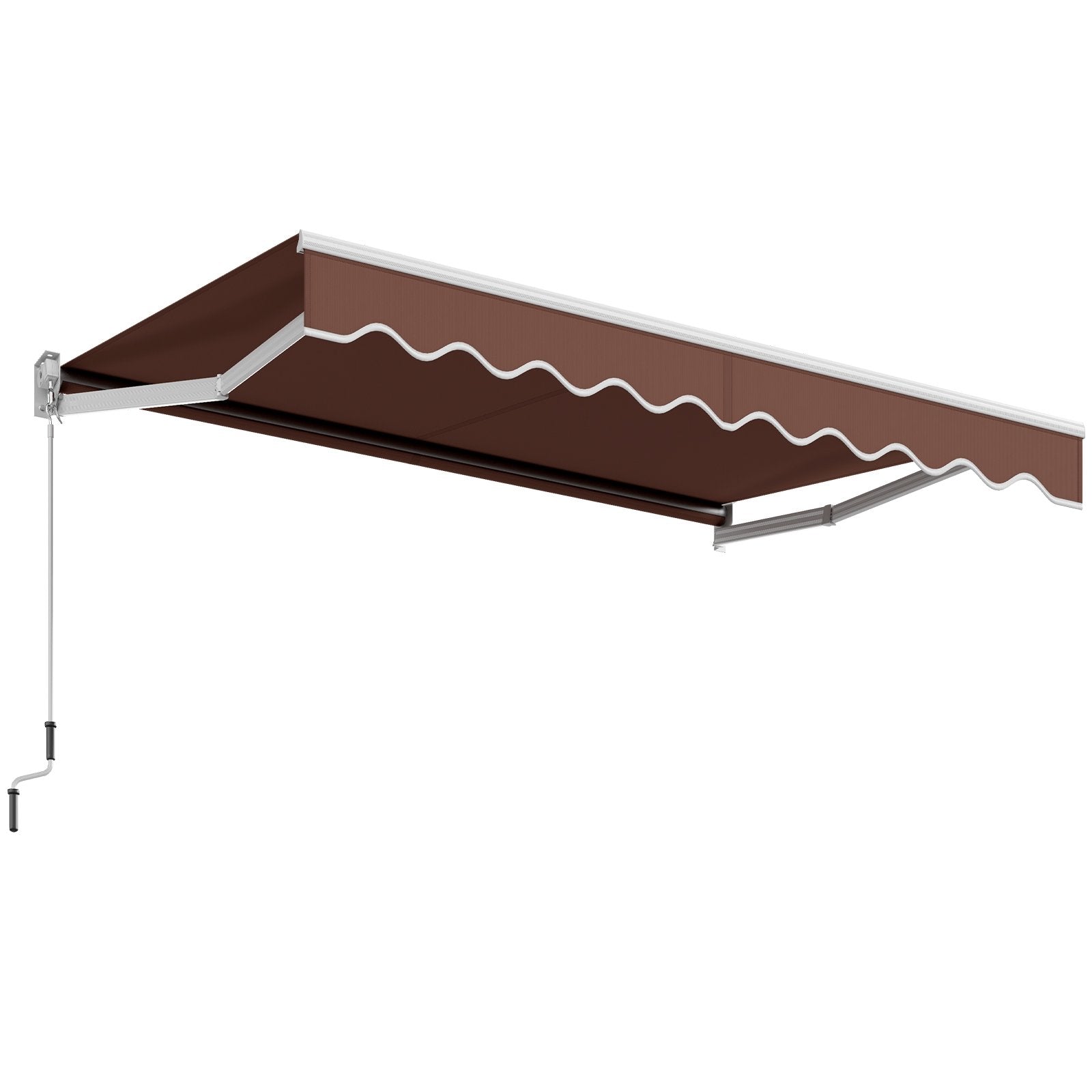 8 x 6.6 Feet Patio Retractable Awning withManual Crank Handle, Brown Canopies   at Gallery Canada