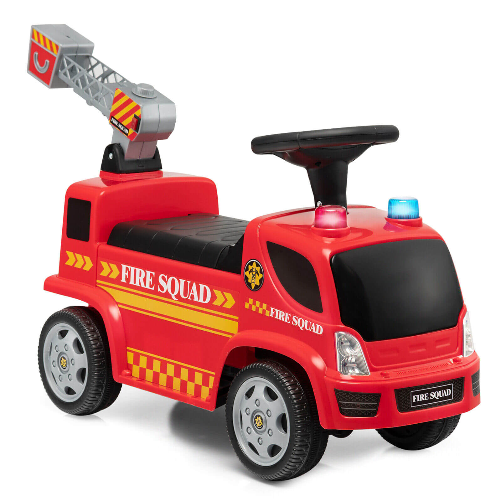 Kids Push Ride On Fire Truck with Ladder Bubble Maker and Headlights, Red Push & Pedal Ride On Toys at Gallery Canada