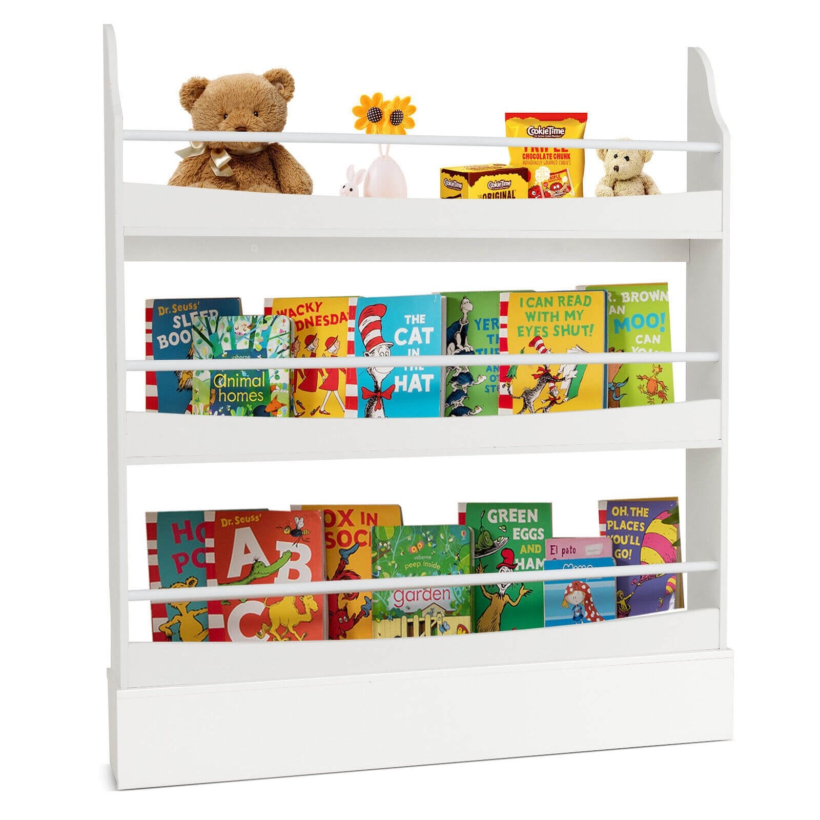 3-Tier Bookshelf with 2 Anti-Tipping Kits for Books and Magazines, White Kids Storage   at Gallery Canada