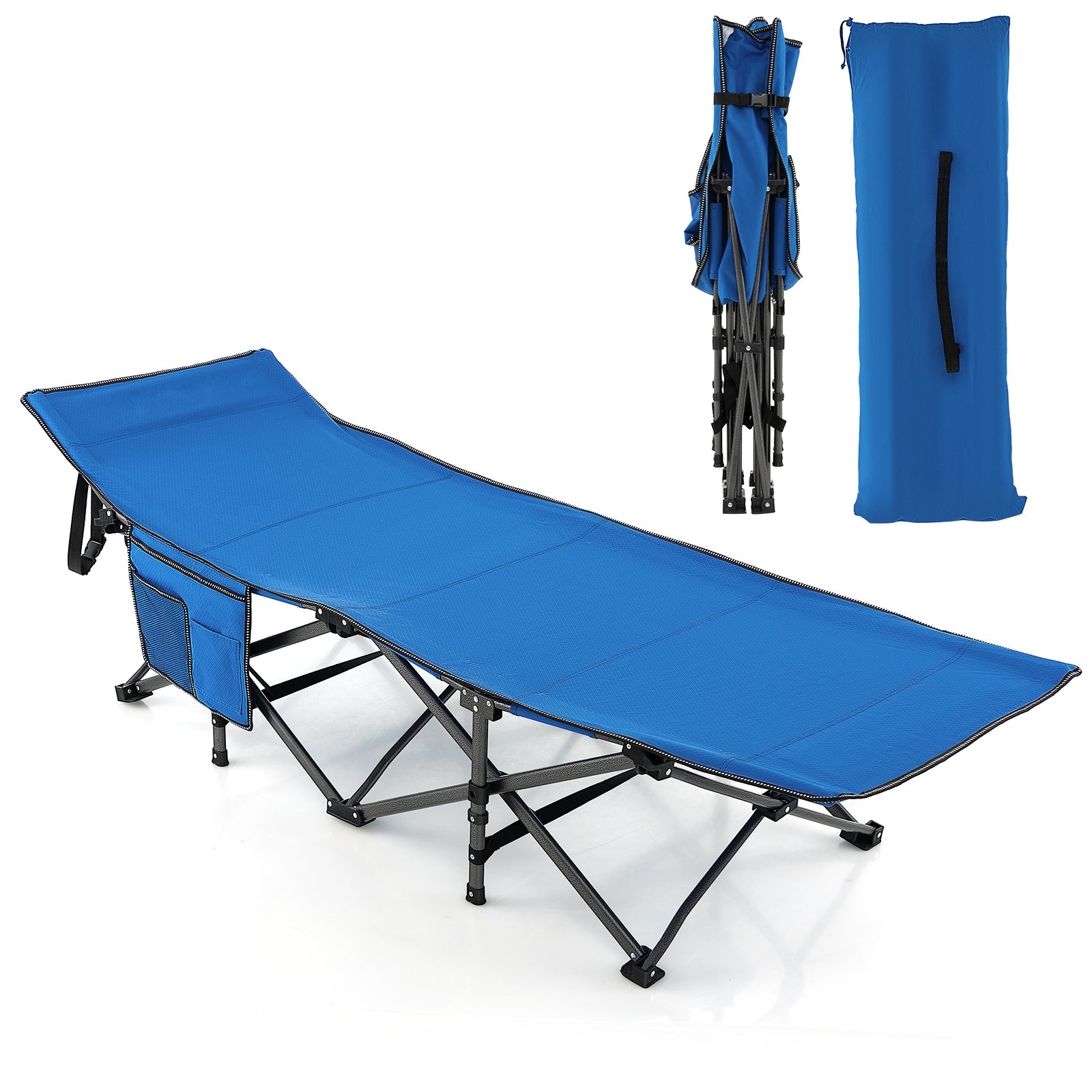 Wide Foldable Camping Cot with Carry Bag, Blue Camping Furniture   at Gallery Canada