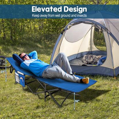 Wide Foldable Camping Cot with Carry Bag, Blue Camping Furniture   at Gallery Canada