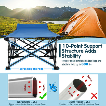 Wide Foldable Camping Cot with Carry Bag, Blue Camping Furniture   at Gallery Canada