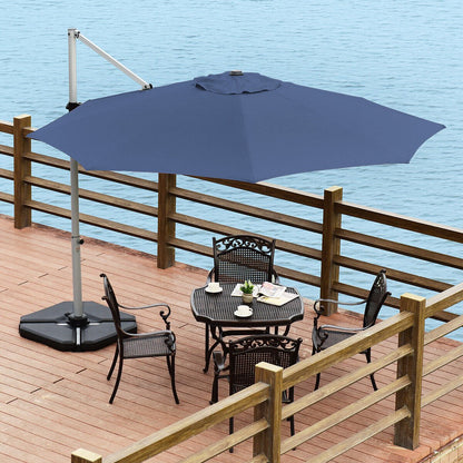 11 Feet Patio Offset Cantilever Umbrella 360° Rotation Aluminum Tilt, Navy Outdoor Umbrellas   at Gallery Canada