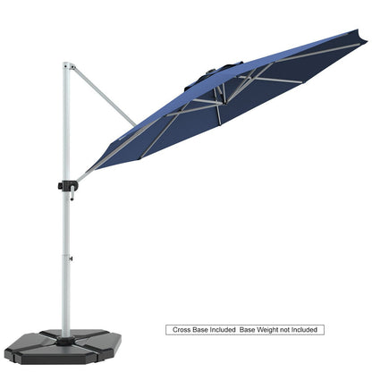 11 Feet Patio Offset Cantilever Umbrella 360° Rotation Aluminum Tilt, Navy Outdoor Umbrellas   at Gallery Canada