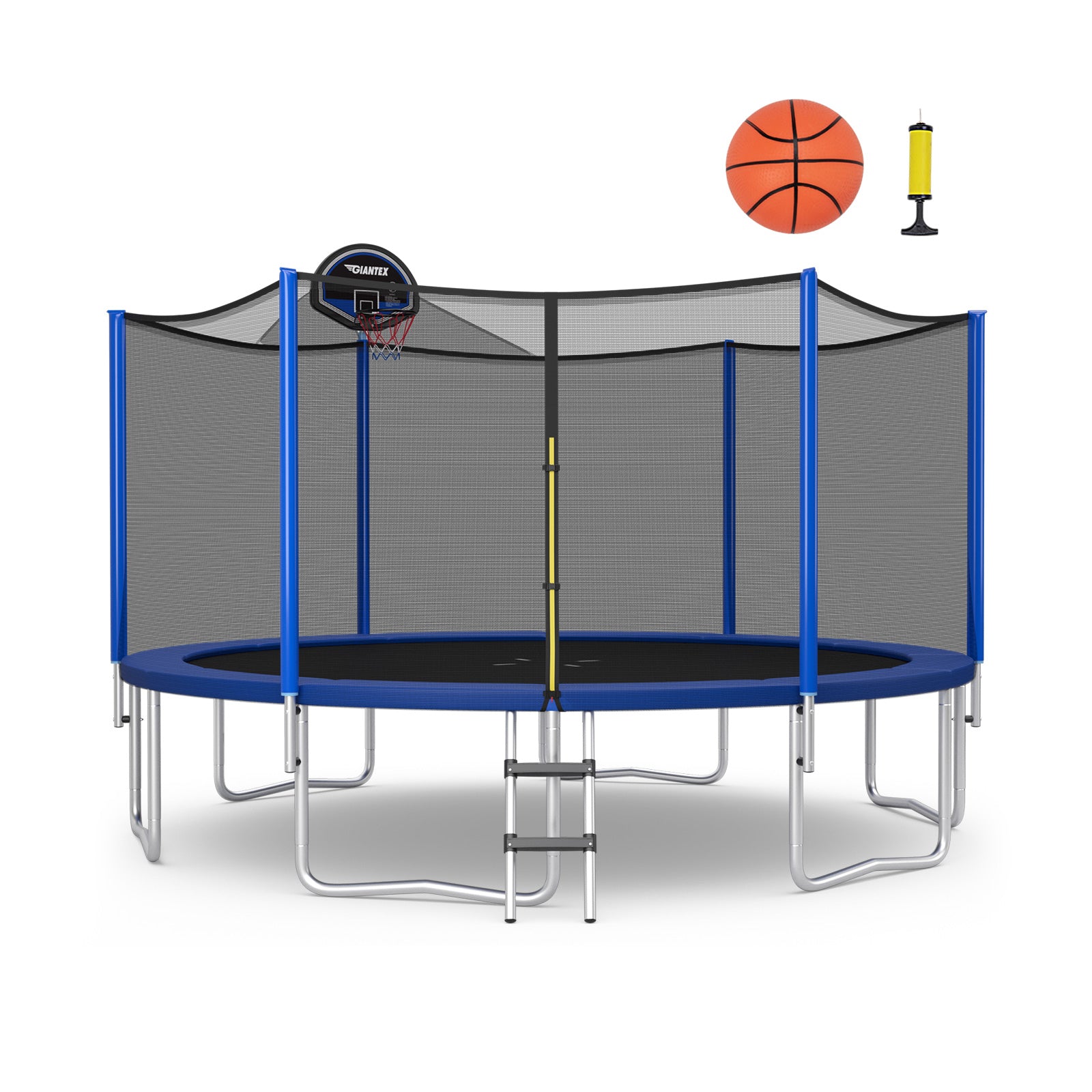 12/14/15/16 Feet Outdoor Recreational Trampoline with Enclosure Net-14 ft, Black Trampolines Black  at Gallery Canada