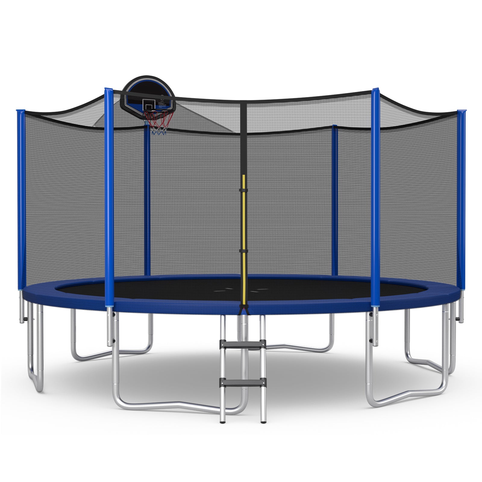 12/14/15/16 Feet Outdoor Recreational Trampoline with Enclosure Net-15 ft, Black Trampolines Black  at Gallery Canada