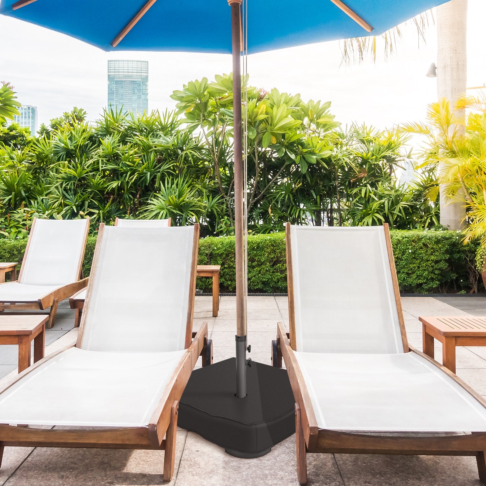 Fillable Umbrella Base with 2 Sandbags and Dust-proof Cover, Black Outdoor Umbrella Bases   at Gallery Canada