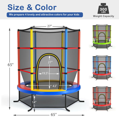 55 Inch Kids Recreational Trampoline Bouncing Jumping Mat with Enclosure Net, Yellow Trampolines   at Gallery Canada