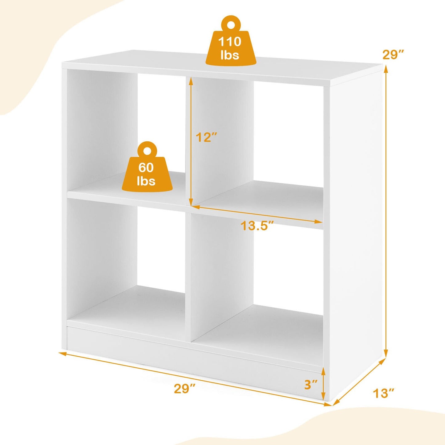 4-Cube Kids Bookcase with Open Shelves, White Bookcases   at Gallery Canada