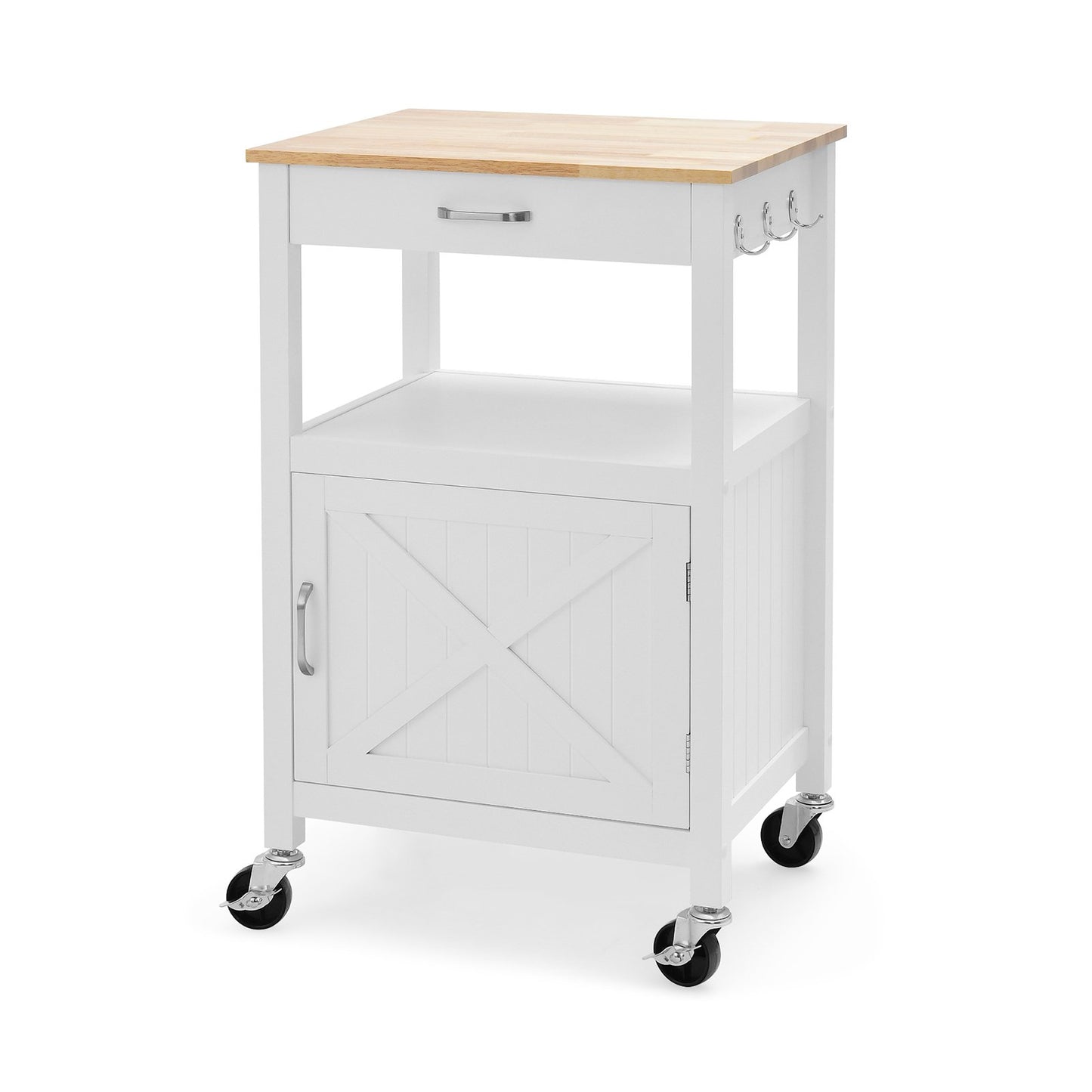 Rolling Kitchen Island Cart with Drawer and Side Hooks, White Kitchen Islands & Carts   at Gallery Canada