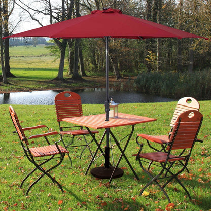 9' Solar LED Lighted Patio Market Umbrella Tilt Adjustment Crank Lift , Dark Red - Gallery Canada