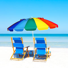 8FT Portable Beach Umbrella with Sand Anchor and Tilt Mechanism for Garden and Patio, Multicolor Outdoor Umbrellas Multicolor at Gallery Canada