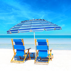 8FT Portable Beach Umbrella with Sand Anchor and Tilt Mechanism for Garden and Patio, Navy Outdoor Umbrellas Navy at Gallery Canada