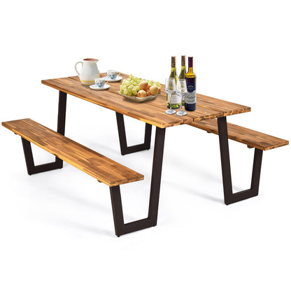 Patented 70 Inch Dining Table Set with Seats and Umbrella Hole Picnic Tables   at Gallery Canada