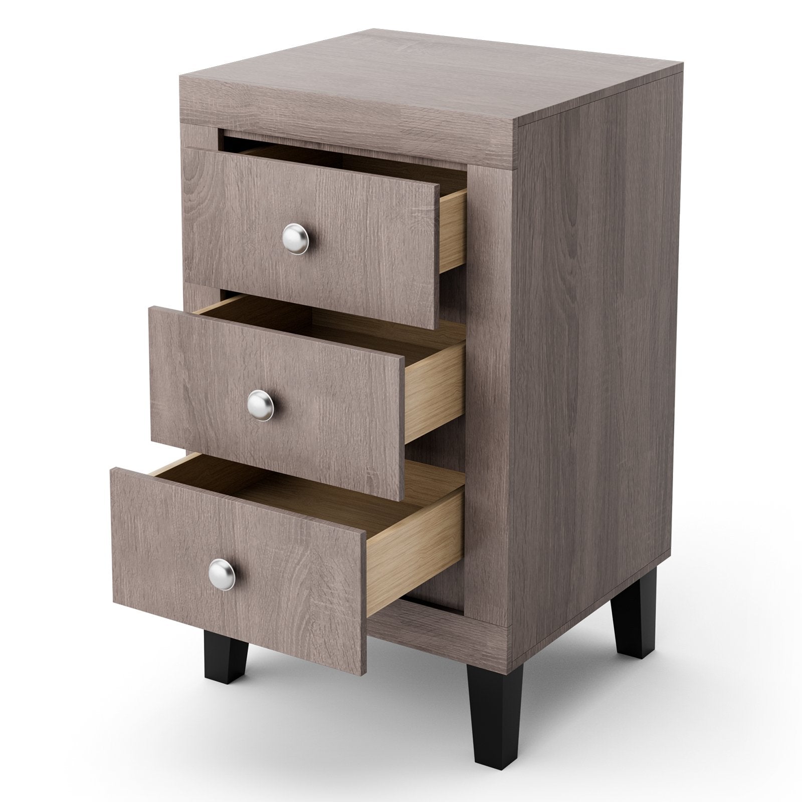 Modern Nightstand with 3 Drawers for Bedroom Living Room, Gray Nightstands   at Gallery Canada