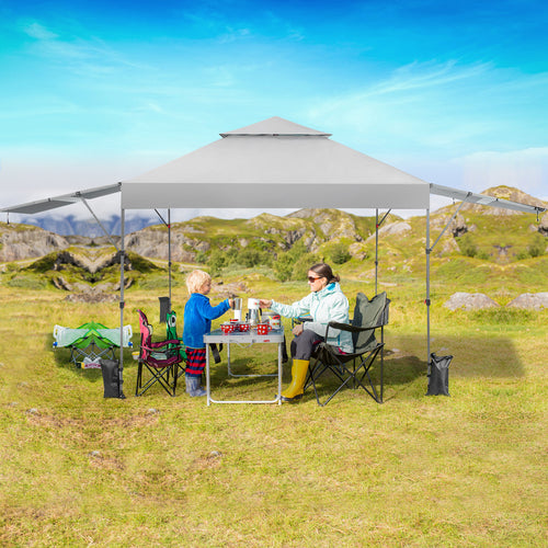 10 x 17.6 Feet Outdoor Instant Pop-up Canopy Tent with Dual Half Awnings, White